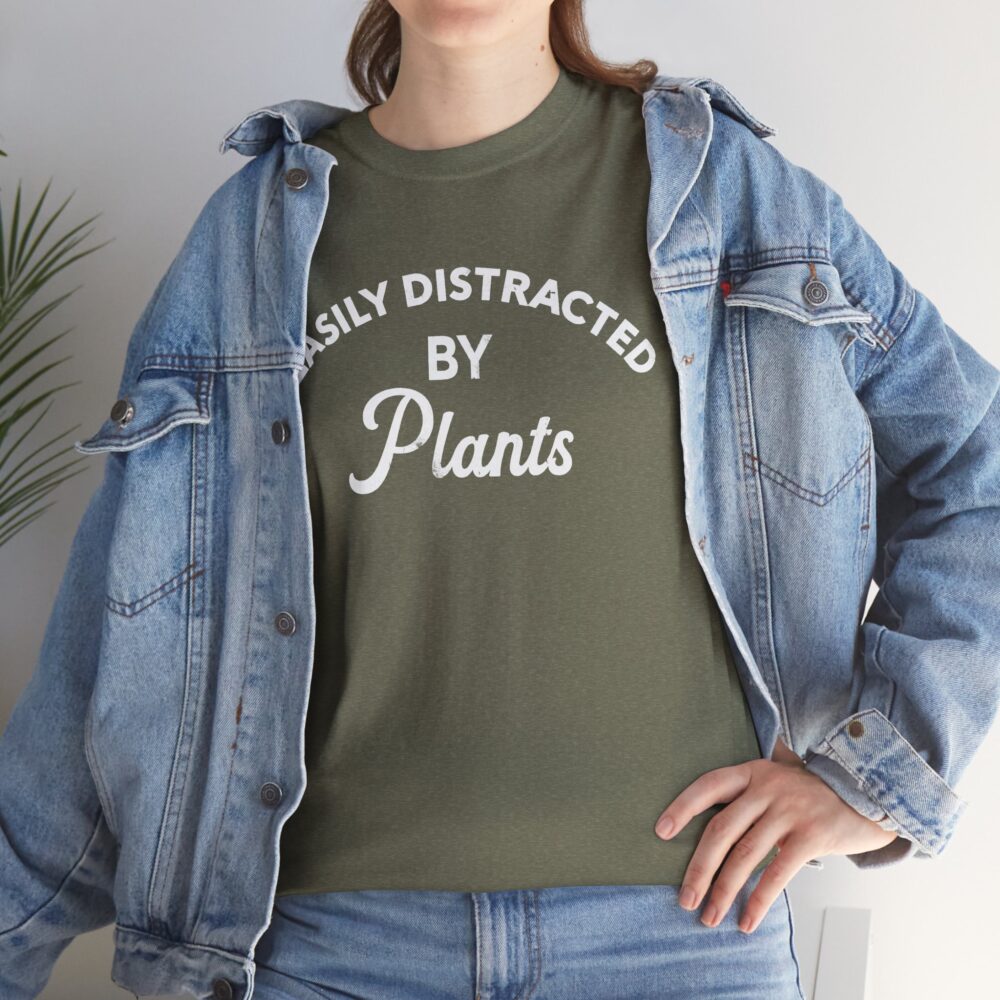 Easily Distracted By Plants Cotton Crewneck T‑Shirt | Picasmustees 16473353407956390526_2048.jpeg - Picasmustees