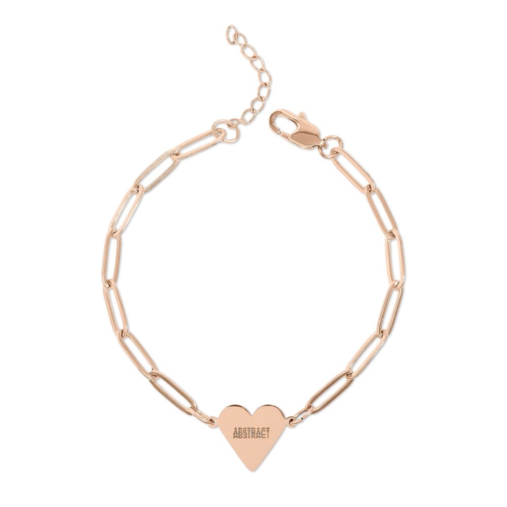 Engravable Paperclip Heart Abstract Bracelet Gold or Rose Gold Chain