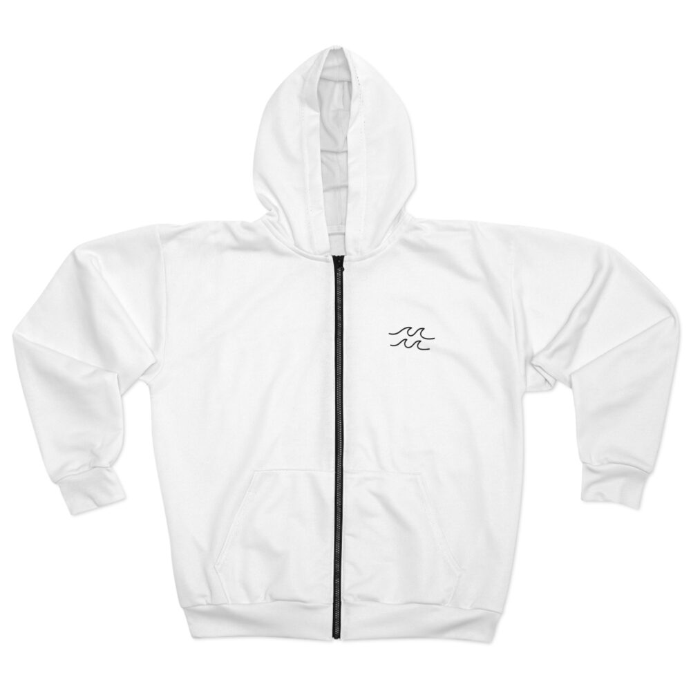 Minimalist Wave Zip Hoodie Coastal Casual Unisex Zip-Up