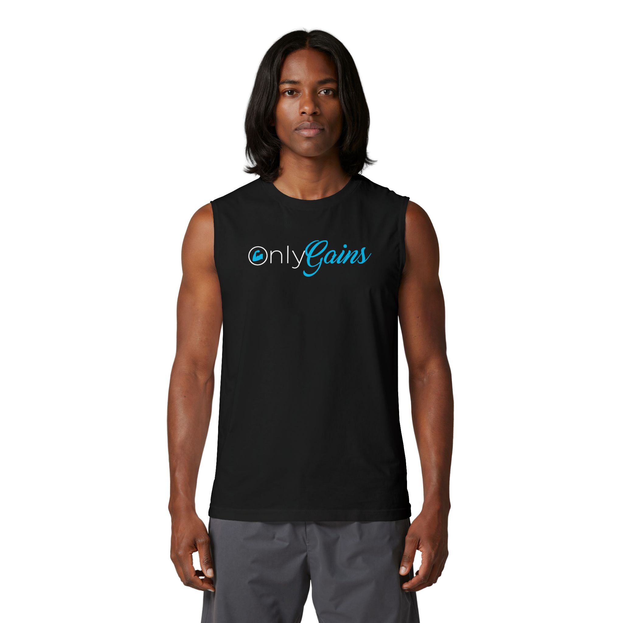 OnlyGains Muscle Tank Black Gym Sleeveless Workout Shirt