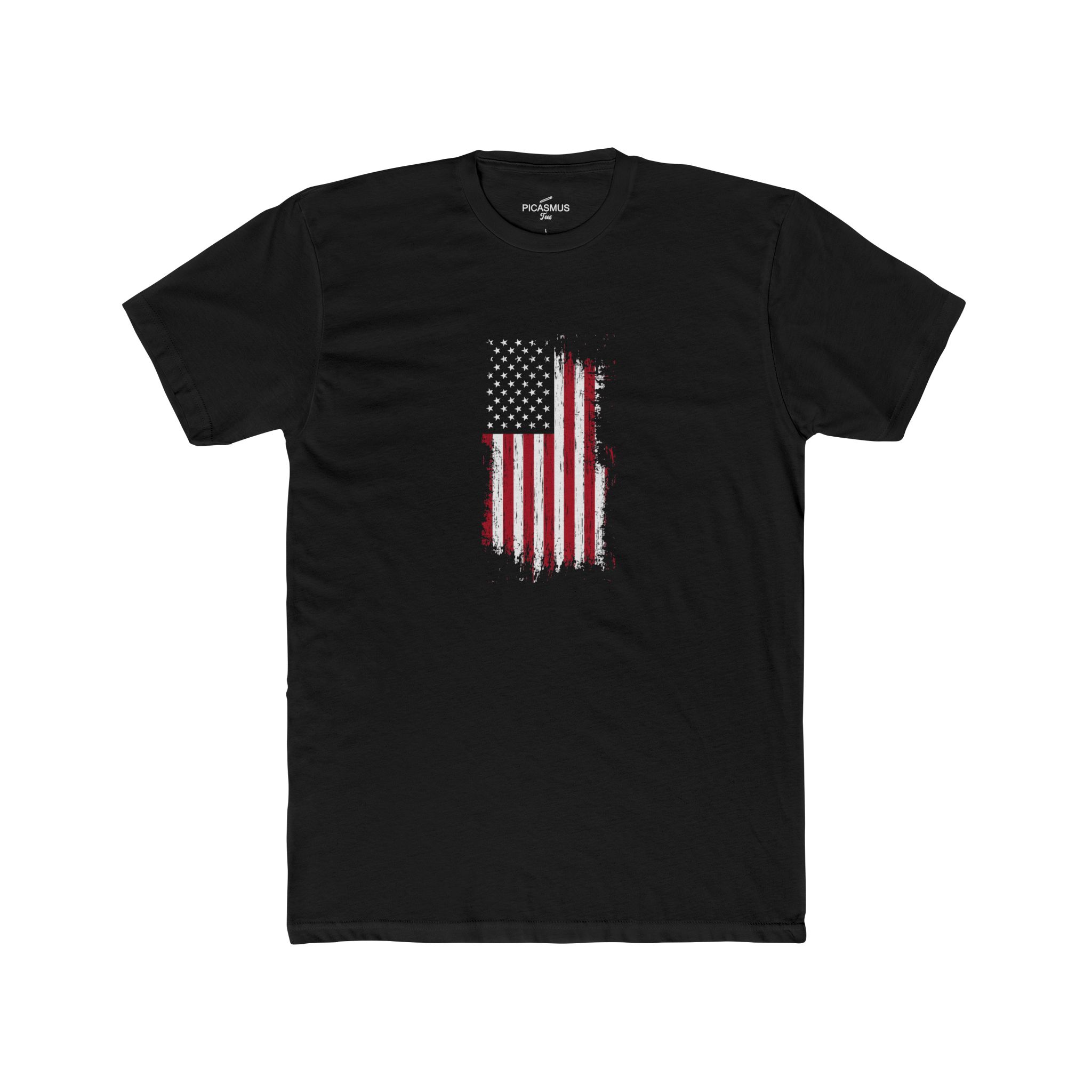 Distressed American Flag Tee Patriotic USA Cotton T-Shirt