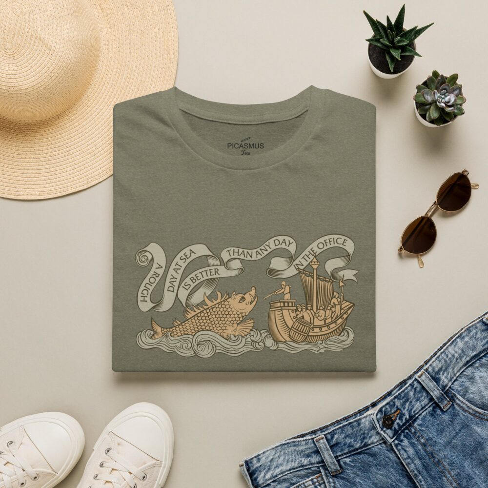 Viking Longship & Sea Serpent T-Shirt “Better Than Any Day In Office” Nautical Tee | Picasmustees 13294134073005719716_2048.jpeg - Picasmustees