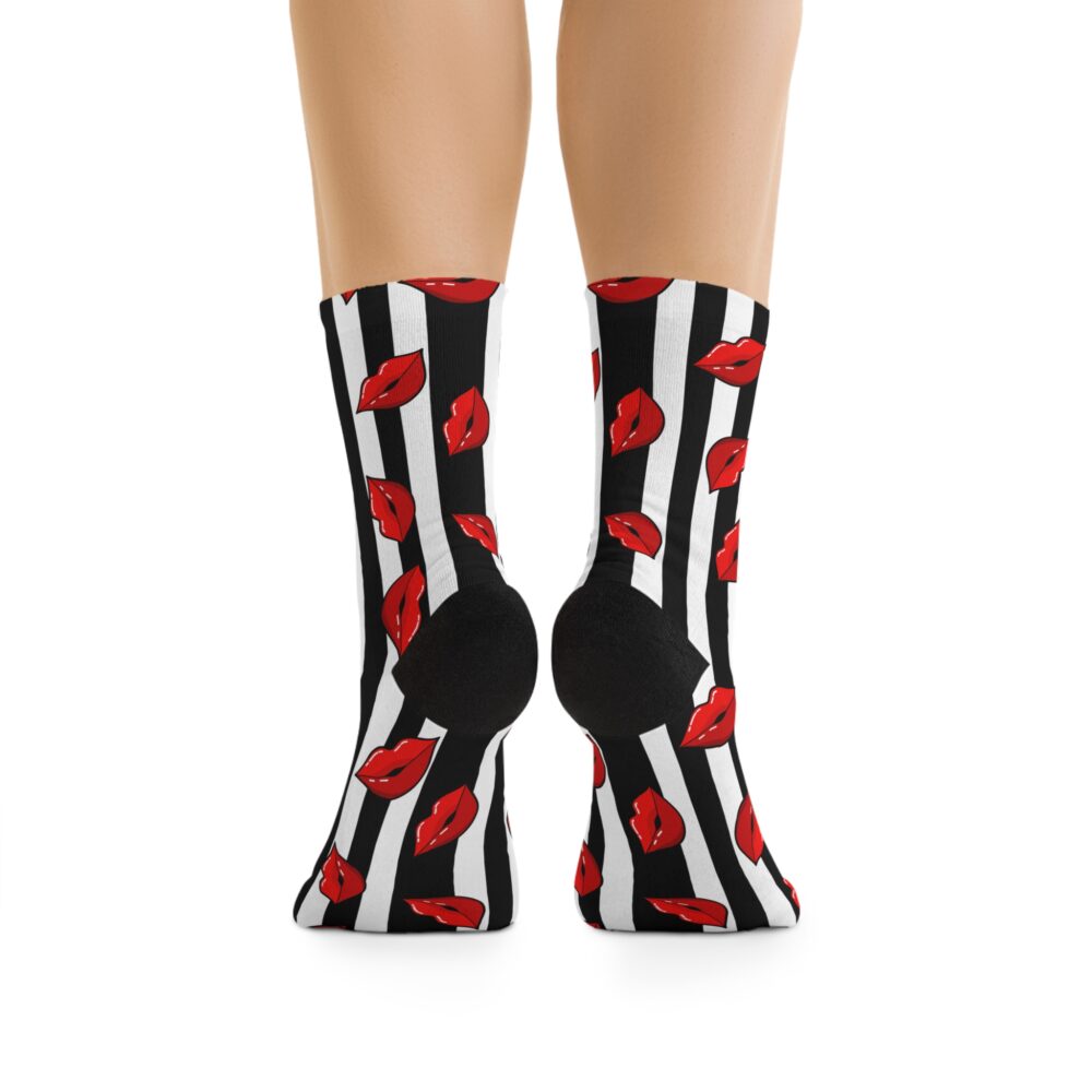 Kiss Red Lips on Black & White Socks | Picasmustees 15007993531832074028_2048.jpeg - Picasmustees