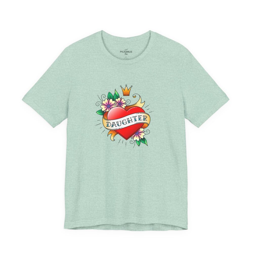 Daughter Heart Tee Retro Floral Crown Design Women’s T-shirt | Picasmustees 4187352293582034072_2048.jpeg - Picasmustees