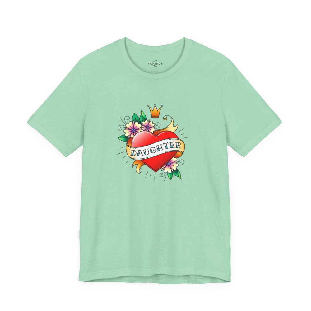 Daughter Heart Tee Retro Floral Crown Design Women’s T-shirt | Picasmustees 6115156256744543624_2048.jpeg - Picasmustees