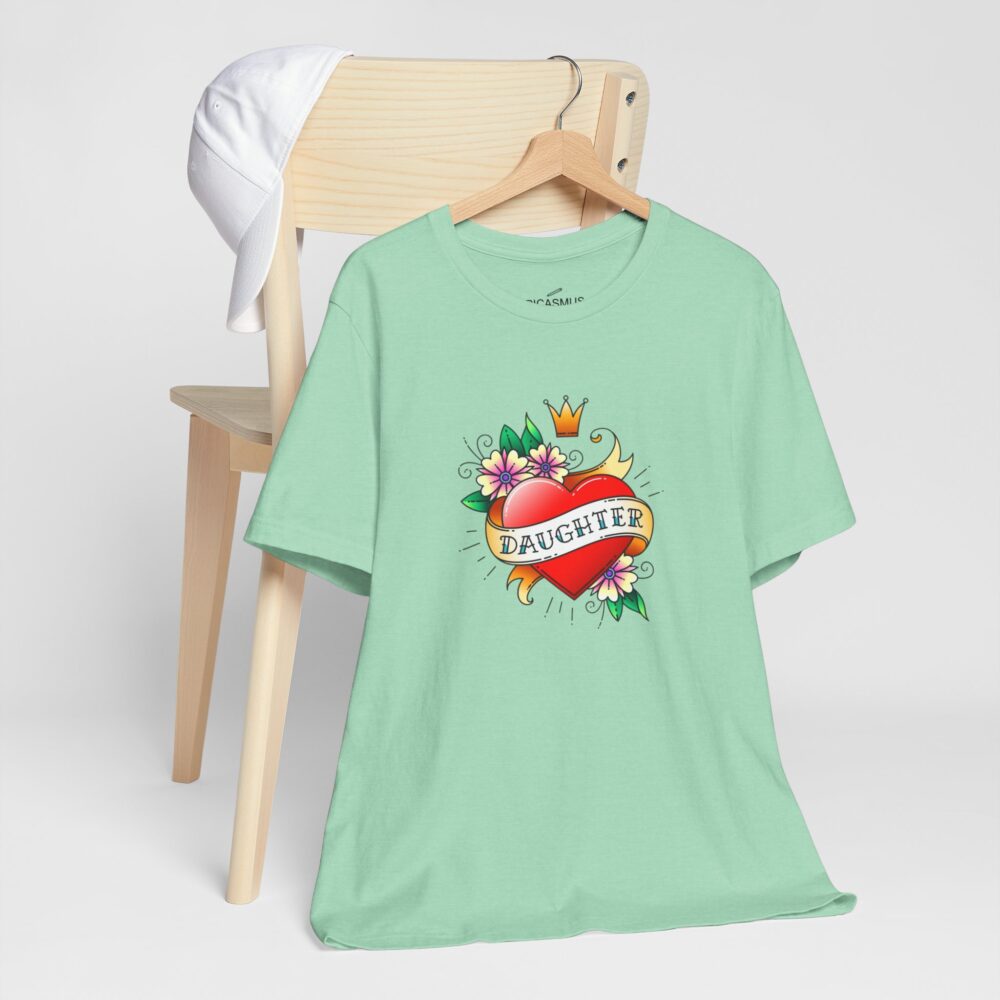Daughter Heart Tee Retro Floral Crown Design Women’s T-shirt | Picasmustees 7405045054486913595_2048.jpeg - Picasmustees