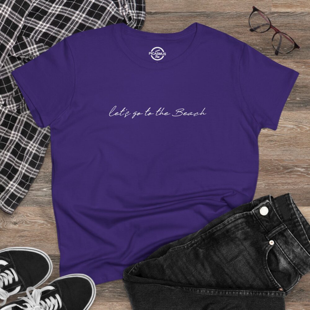 Let’s Go to the Beach Women’s Tee Minimal Script Beach Vacation T‑Shirt | Picasmustees 11465419870537311801_2048.jpeg - Picasmustees